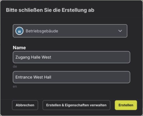 Einen Punkt benennen und seinen Objekttyp auswählen