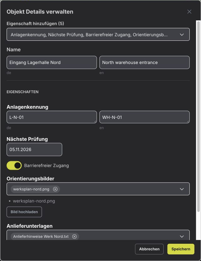 Eigenschaftswerte eines Objekts bearbeiten und speichern