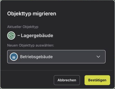Einen anderen Objekttyp für ein bestehendes Objekt auswählen