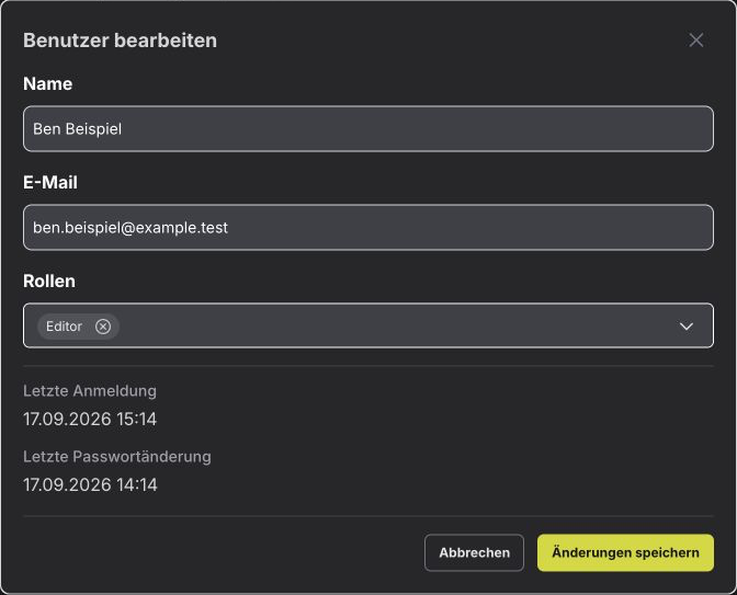 Rollenzuweisungen eines Benutzers im Workspace bearbeiten