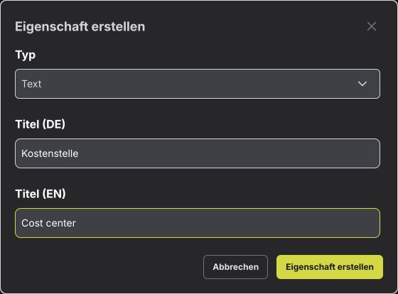 Eine gemeinsame Eigenschaftsdefinition mit deutschem und englischem Titel anlegen