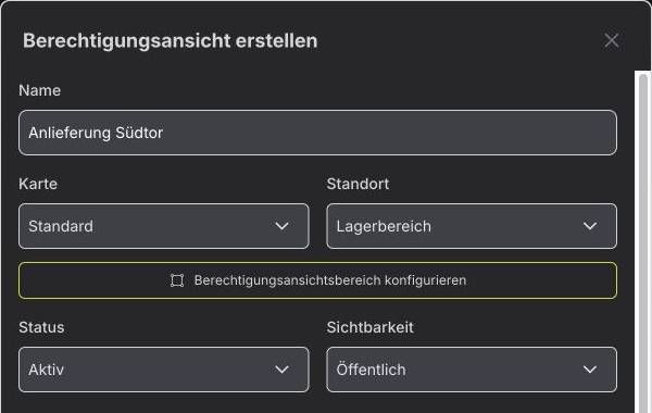 Grundeinstellungen einer Berechtigungsansicht festlegen