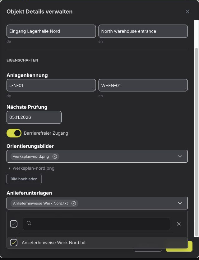Eine gespeicherte Datei einem Objekt zuordnen